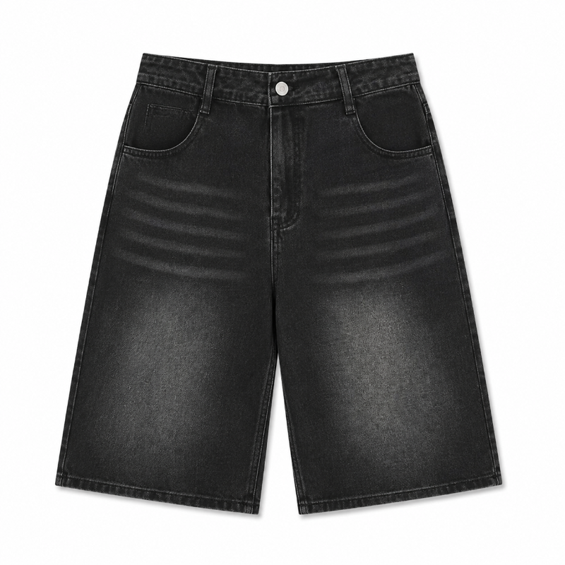 Straight-Leg Washed Denim Bermuda Shorts
