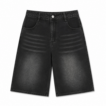 Straight-Leg Washed Denim Bermuda Shorts