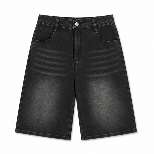 Straight-Leg Washed Denim Bermuda Shorts