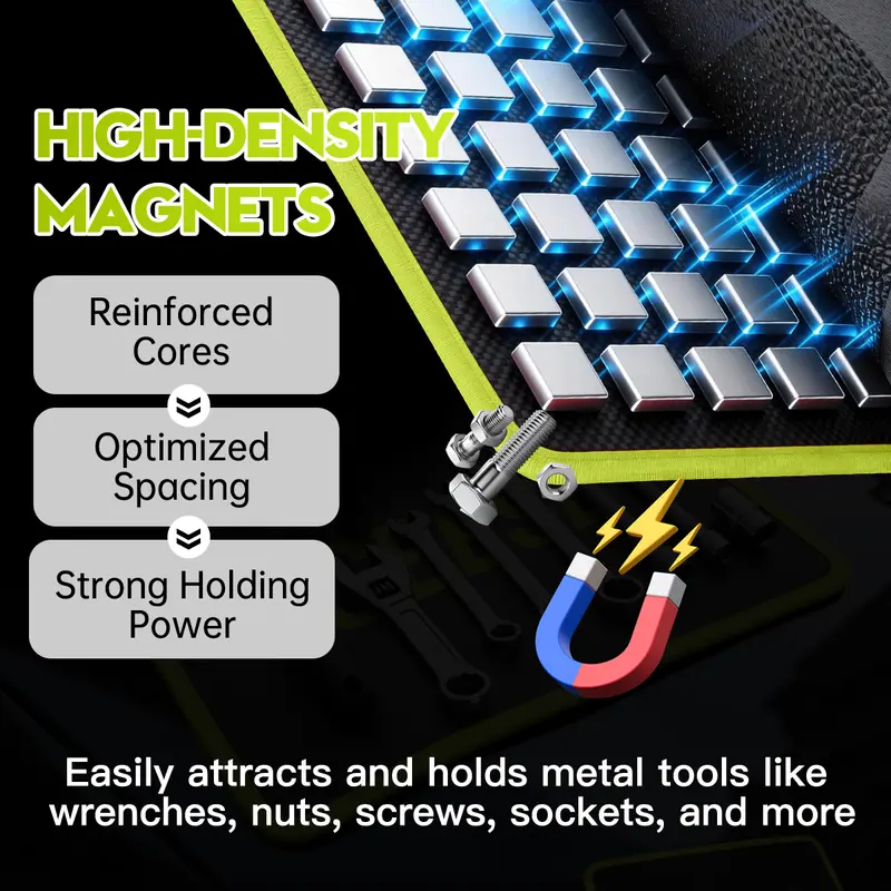 3Pcs Magnetic Tool Mat with 25Lb Telescoping Magnetic Pickup Pen,3 Different Size Parts Tool Holder Pad for Organizing Mechanic Wrench Screw Bolts Nuts and Other Small Metal Parts