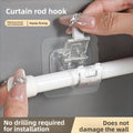 8 Pack Curtain Rod Hook Window Curtain Pole Clip Fixing Bracket No Drill Sticky Support Clamp Horizontal Rod Door Curtain Telescopic Rod Adhesive Hook