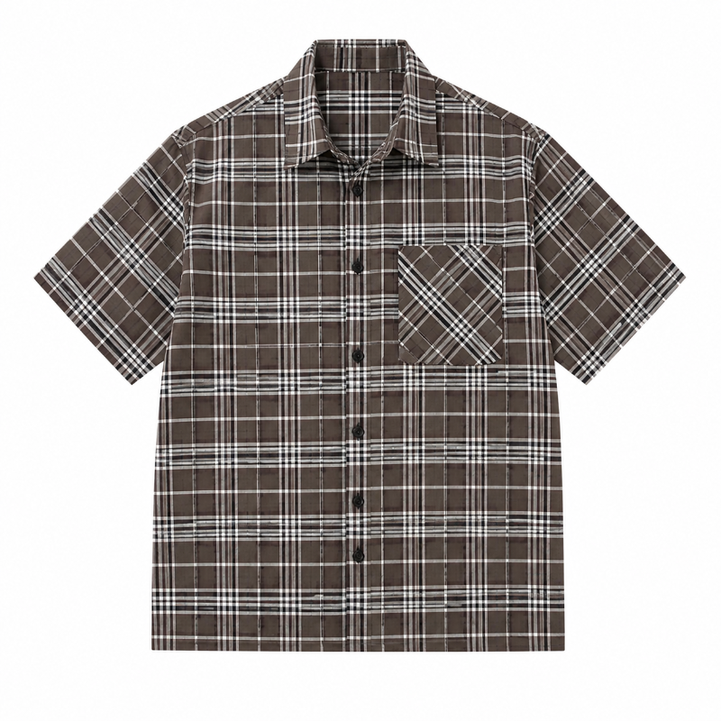 Men's Plaid Short Sleeve Shirt – Relaxed Fit Casual Button Up Shirt