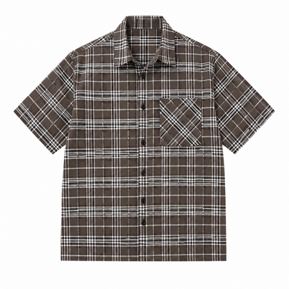 Men's Plaid Short Sleeve Shirt – Relaxed Fit Casual Button Up Shirt