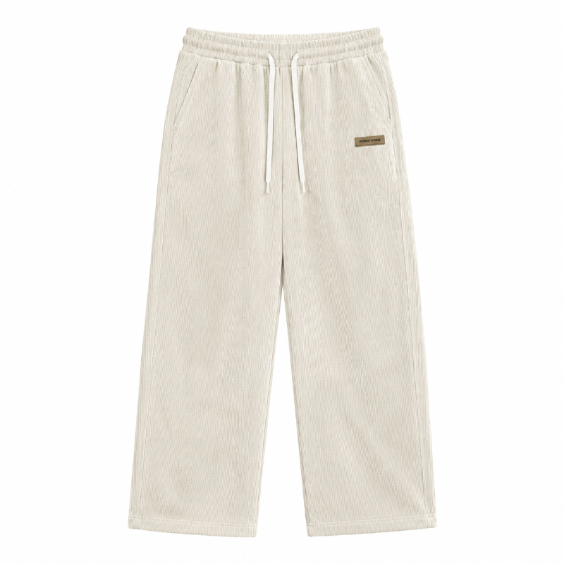 Men's Corduroy Relaxed Fit Pants – Minimalist Drawstring Casual Trousers