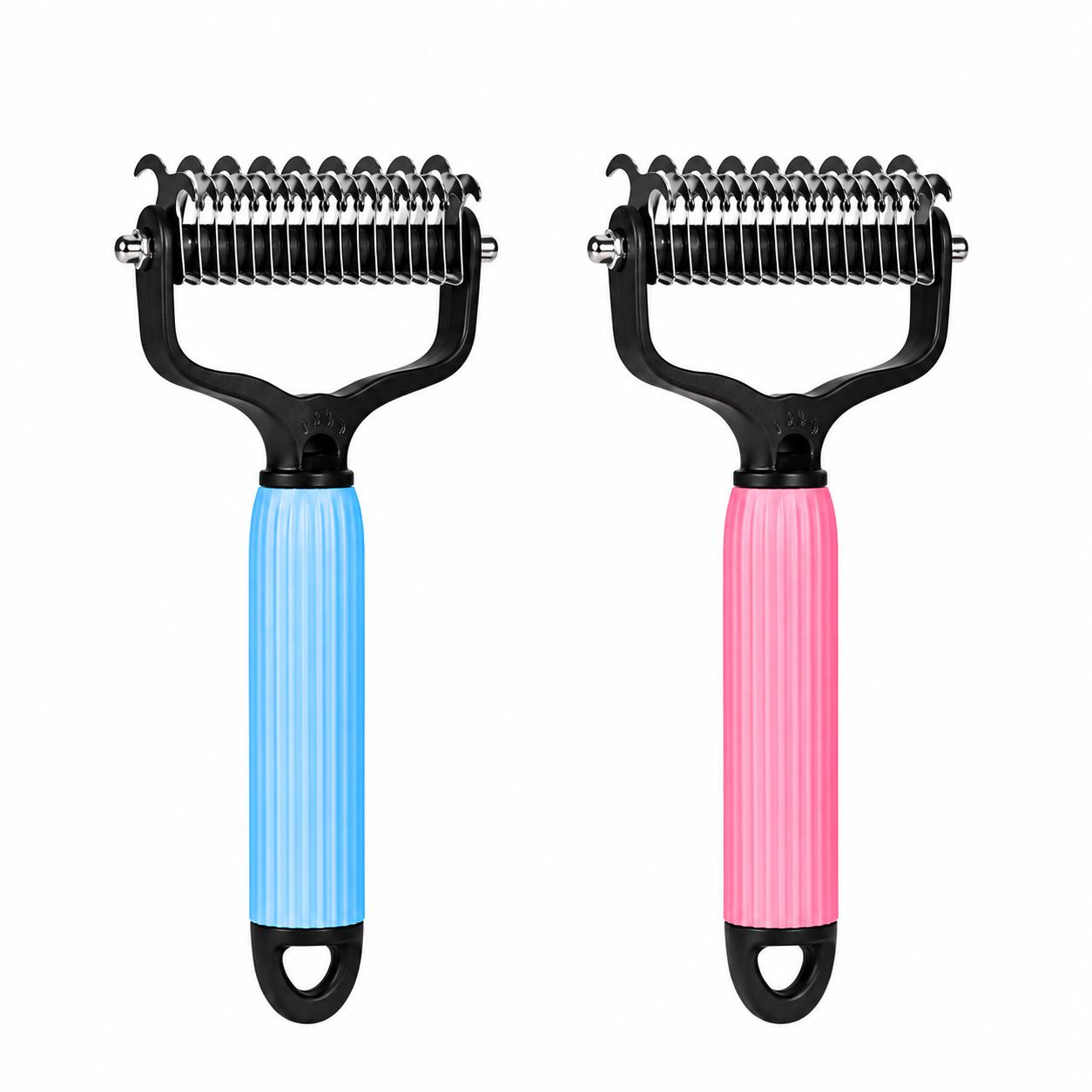 Pet Detangling Comb Double-Sided Stainless Steel Grooming Tool for Long-Haired Dogs & Puppies Coat Care & Shedding Removal