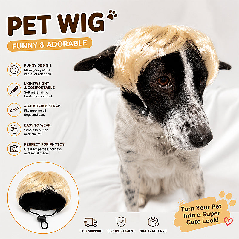 Cute Pet Wig for Dogs & Cats – Funny Dress-Up Hair Costume for Small Pets