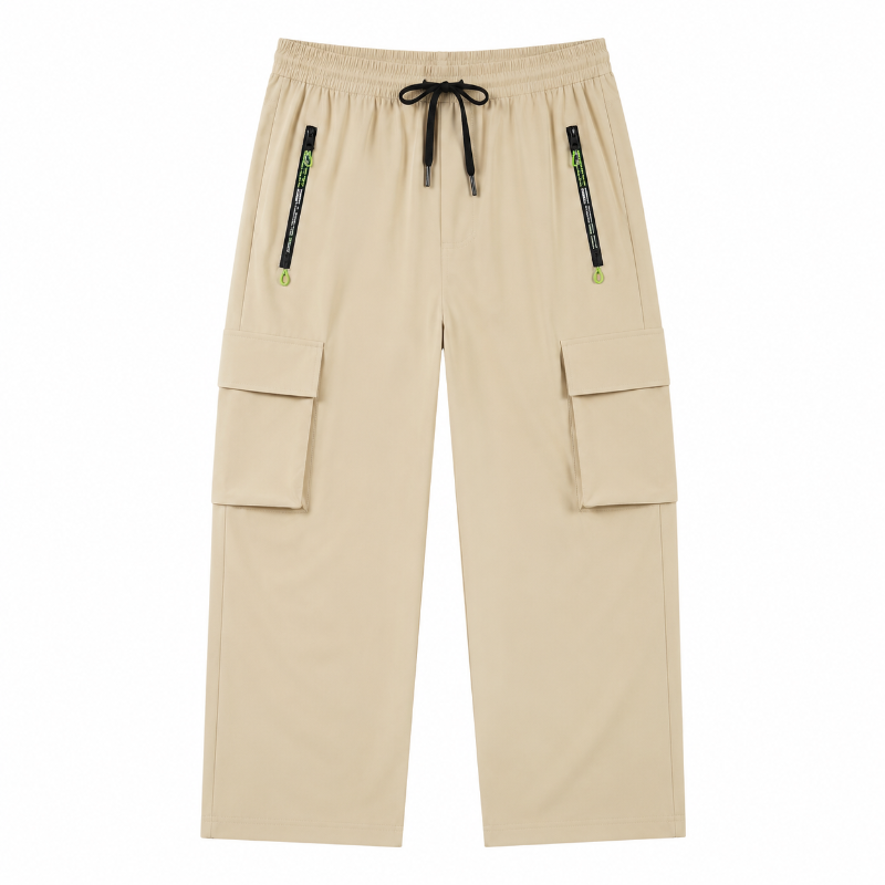 Men's Techwear Cargo Pants – Relaxed Fit Utility Trousers with Drawstring Waist