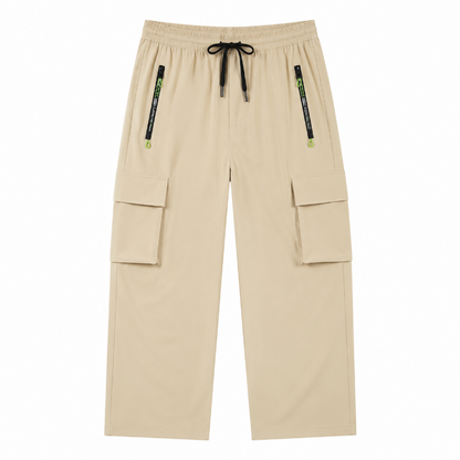 Men's Techwear Cargo Pants – Relaxed Fit Utility Trousers with Drawstring Waist
