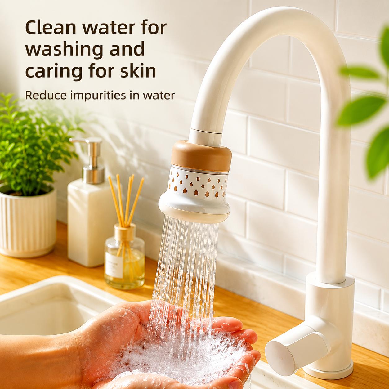 Miniature Water Faucet Filter with Multi-Layer Filtration for Fresh Water Kitchen Vegetable Washing Splash Guard Rotatable Water-Saving Purifier for Home Use