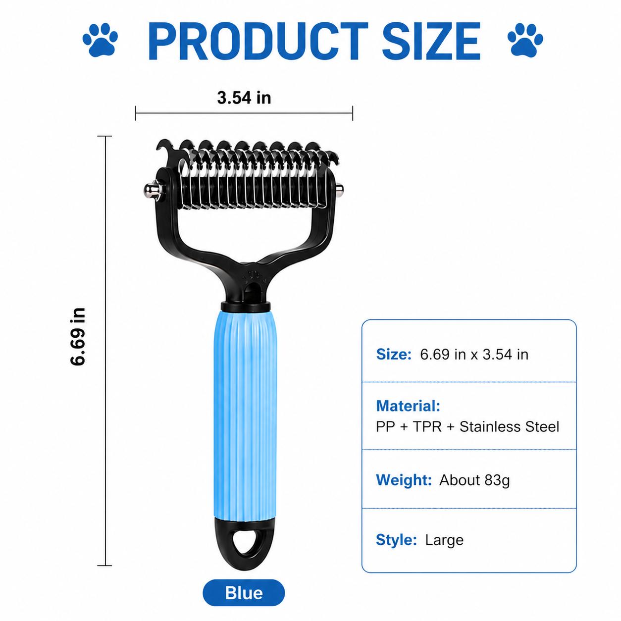 Pet Detangling Comb Double-Sided Stainless Steel Grooming Tool for Long-Haired Dogs & Puppies Coat Care & Shedding Removal