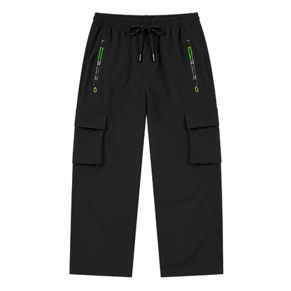 Men's Techwear Cargo Pants – Relaxed Fit Utility Trousers with Drawstring Waist