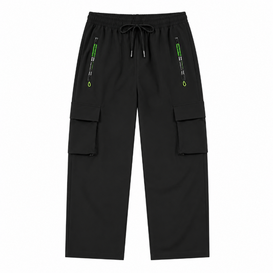 Men's Techwear Cargo Pants – Relaxed Fit Utility Trousers with Drawstring Waist