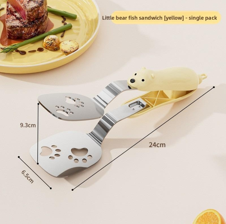 Stainless Steel Bear Pancake Griddle Clip Multifunctional Kitchen Tool for Frying Eggs, Fish, and Steaks
