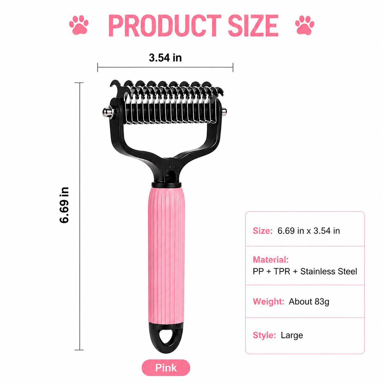 Pet Detangling Comb Double-Sided Stainless Steel Grooming Tool for Long-Haired Dogs & Puppies Coat Care & Shedding Removal
